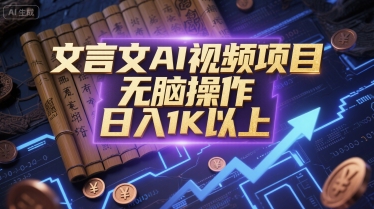 文言文AI视频项目，无脑操作，日入1K以上-大可网创