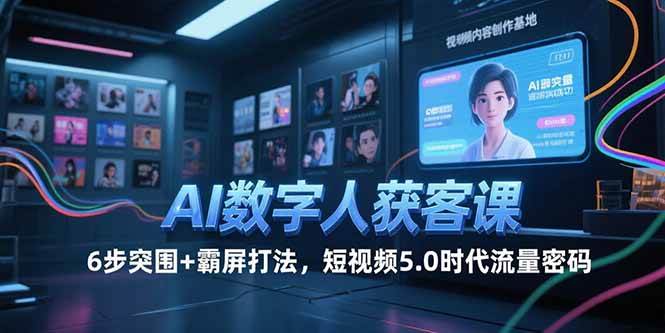 （15247期）AI数字人获客课，6步突围+霸屏打法，短视频5.0时代流量密码-大可网创