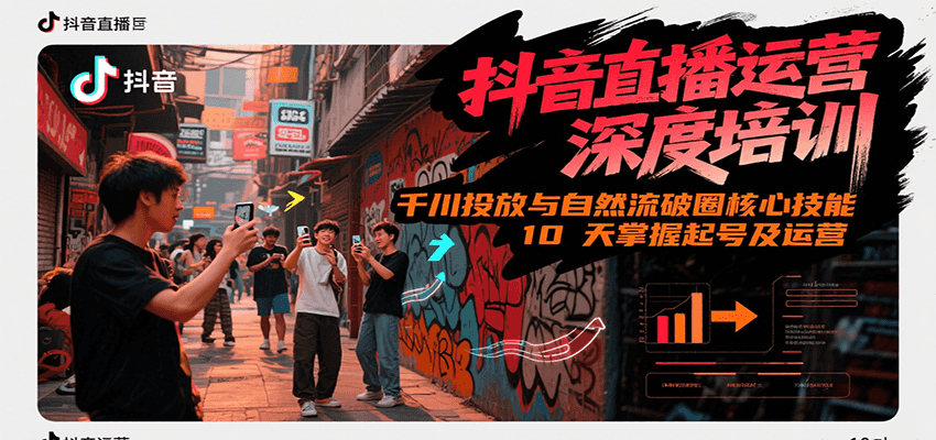 抖音直播运营深度培训，千川投放与自然流核心技能，10天掌握起号及运营(6-7月新课)-大可网创