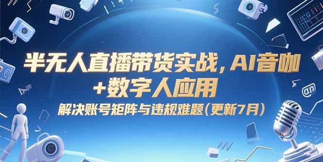 （15280期）半无人直播带货实战，AI音咖+数字人应用 解决账号矩阵与违规难题(更新7月)-大可网创