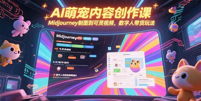 （15311期）AI萌宠内容创作课，Midjourney制图到可灵视频，数字人带货玩法-大可网创
