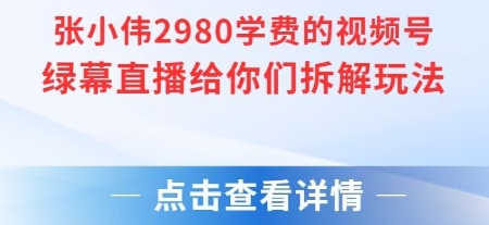 张小伟2980付费额视频号绿幕直播给你们拆解玩法-大可网创