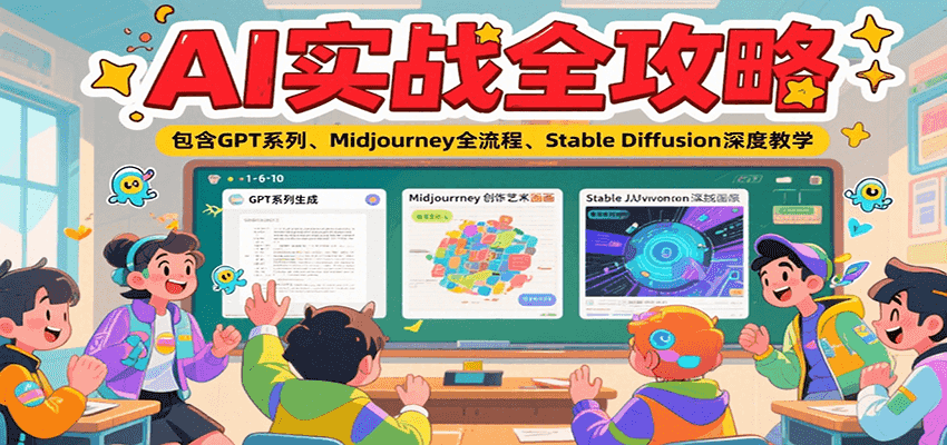 AI实战全攻略，包含GPT系列、Midjourney全流程、Stable Diffusion深度教学-大可网创