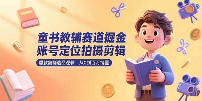 （15326期）童书教辅赛道掘金，账号定位拍摄剪辑，爆款复制选品逻辑，从0到百万销量-大可网创