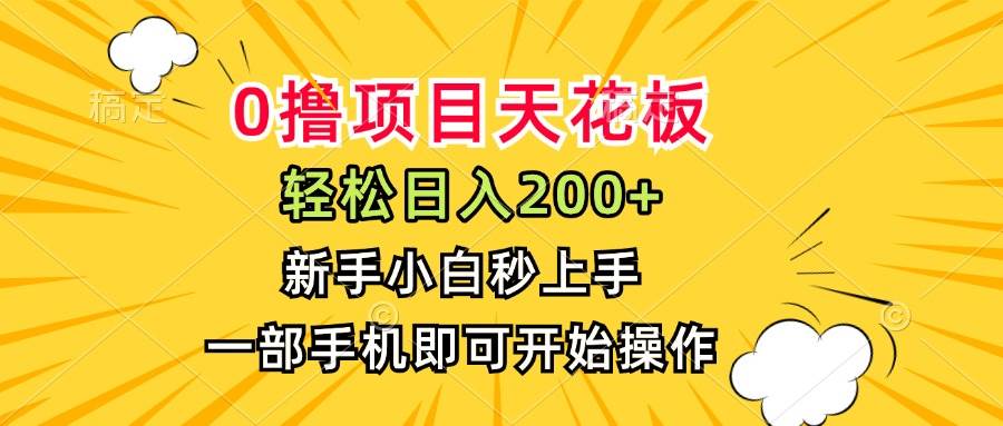 （15341期）0撸项目天花板，日入200+，新手小白秒上手，一部手机即可操作-大可网创