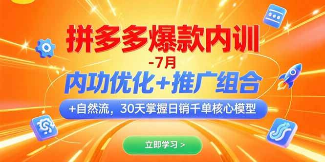 （15402期）拼多多爆款内训-7月 内功优化+推广组合+自然流 30天掌握日销千单核心模型-大可网创