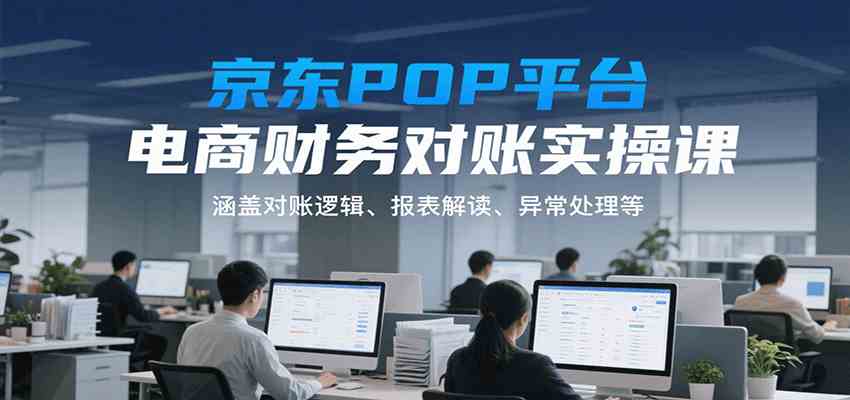 京东POP平台电商财务对账实操课，涵盖对账逻辑、报表解读、异常处理等-大可网创