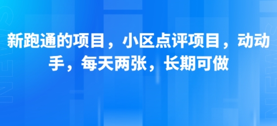 新跑通的项目，小区点评项目，动动手，每天两张，长期可做-大可网创