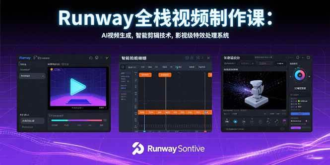 （15515期）Runway全栈视频制作课：AI视频生成，智能剪辑技术，影视级特效处理系统-大可网创