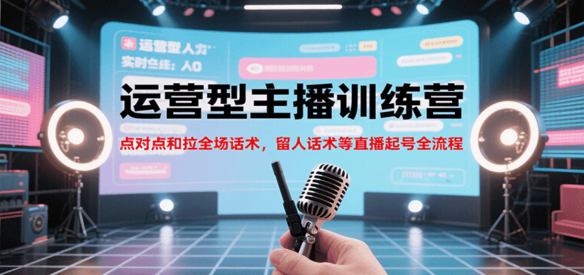 运营型主播训练营，点对点和拉全场话术，留人话术等直播起号全流程（更新7月）-大可网创