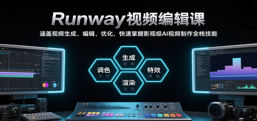 Runway视频编辑课，涵盖视频生成、编辑、优化，快速掌握影视级AI视频制作全栈技能-大可网创