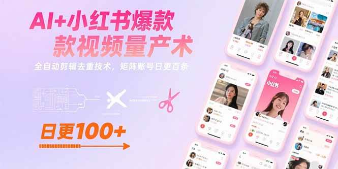 （15542期）AI+小红书爆款视频量产术：全自动剪辑去重技术，矩阵账号日更百条-大可网创