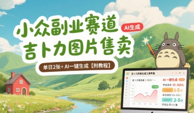 小众副业赛道 吉卜力图片售卖 单日2张+ AI一键生成【附教程】-大可网创