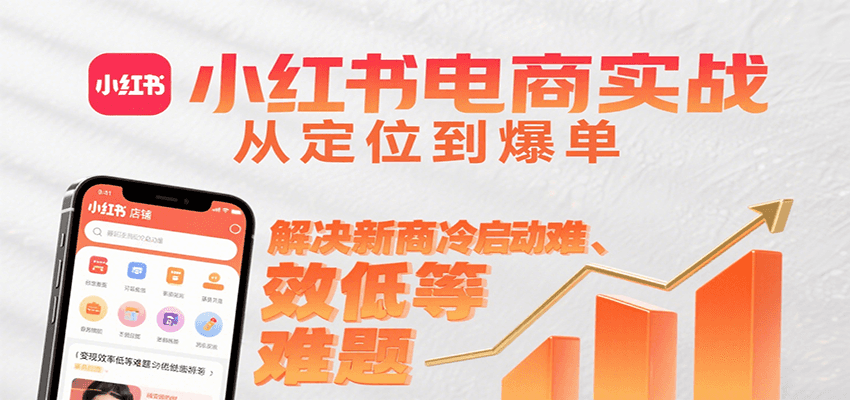 小红书电商实战，从定位到爆单解决新商冷启动难、变现效率低等难题-大可网创