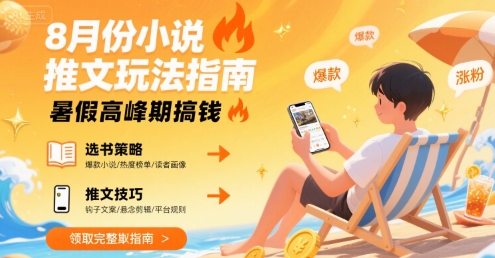 8月份小说推文玩法指南，暑假高峰期搞钱-大可网创