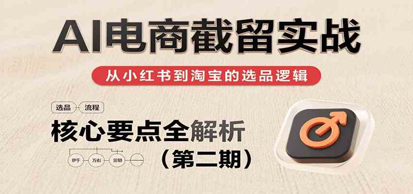 AI电商截留实战，小红书、淘宝等电商平台选品思路及核心要点（第二期）-大可网创