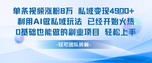 单条视频私域变现4.9k+利用AI做私域玩法 已经开始火热0基础也能做的副业项目轻松上手-大可网创