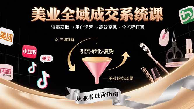 （15650期）美业全域成交系统课程：帮助美业从业者打通从流量获取到高效变现全流程-大可网创