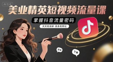 美业精英短视频流量课，掌握抖音流量密码，天天有询单，条条有转化-大可网创