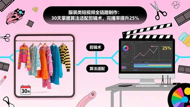 （15655期）服装类短视频全链路制作：30天掌握算法适配剪辑术，完播率提升25%-大可网创