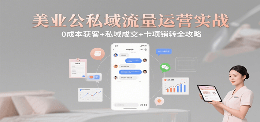 美业公私域流量运营实战：0成本获客+私域成交+卡项销转全攻略-大可网创