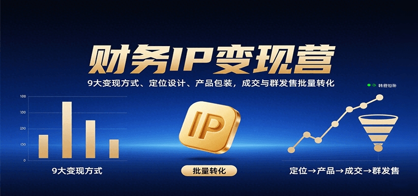 财务IP变现营：9大变现方式、定位设计、产品包装，成交与群发售批量转化-大可网创