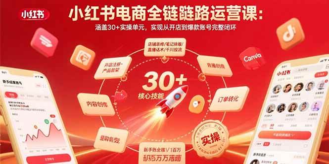 （15751期）小红书电商全链路运营课：涵盖30+实操单元，实现从开店到爆款账号完整闭环-大可网创