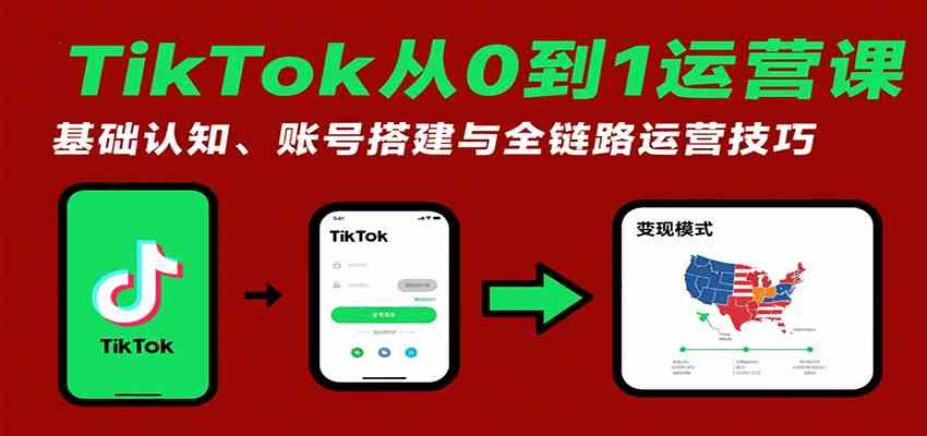 TikTok从0到1运营课：基础认知、账号搭建与全链路运营技巧-大可网创