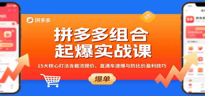 拼多多组合起爆实战课：15大核心打法含截流提价、直通车速爆与防比价盈利技巧-大可网创