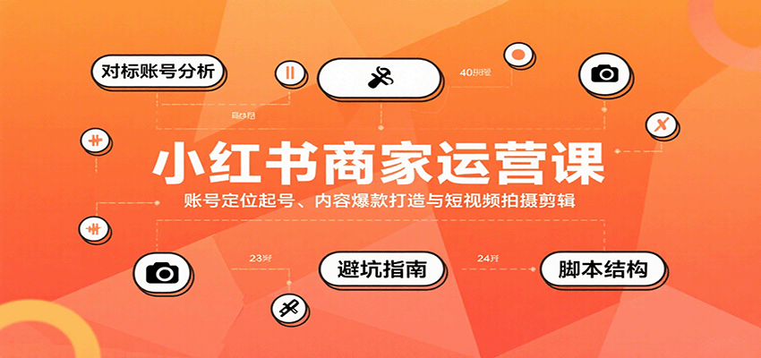 小红书商家运营课，账号定位起号、内容爆款打造与短视频拍摄剪辑-大可网创