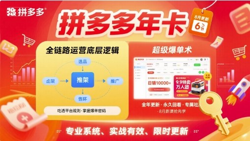 拼多多年卡【8月更新6节】拼多多全链路运营底层逻辑，超级爆单术-大可网创