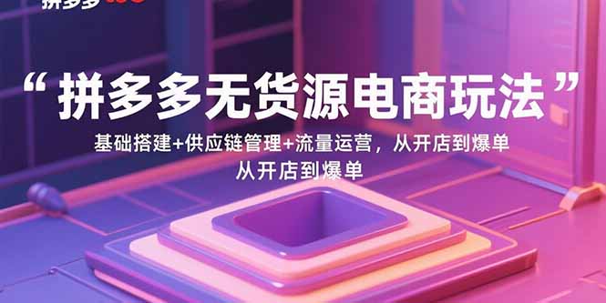 （15886期）拼多多无货源电商玩法：基础搭建+供应链管理+流量运营，从开店到爆单-大可网创