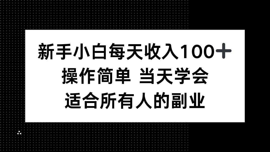 （15937期）新手小白每天收入100+，操作简单 当天学会 ，适合所有人的副业-大可网创