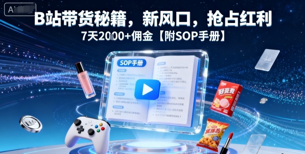 B站带货秘籍，新风口，抢占红利，7天2k+佣金【附SOP手册】-大可网创