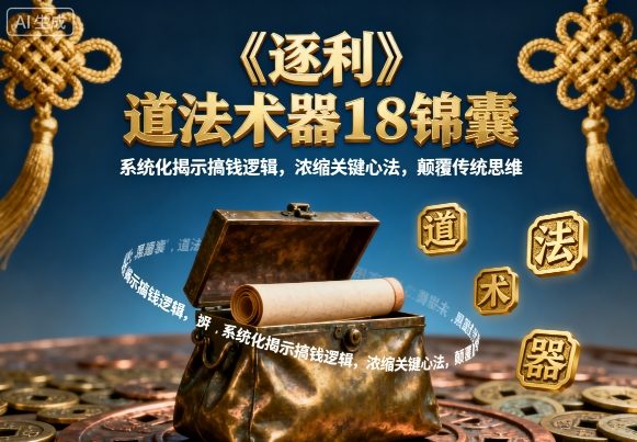 《逐利》道法术器18锦囊，系统化揭示搞钱逻辑，浓缩关键心法，颠覆传统思维-大可网创