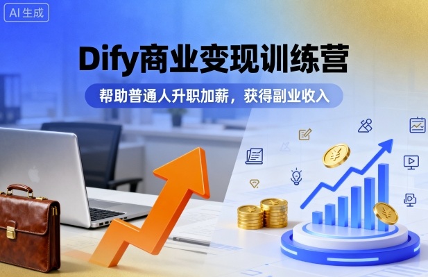 Dify商业变现训练营，帮助普通人升职加薪，获得副业收入-大可网创