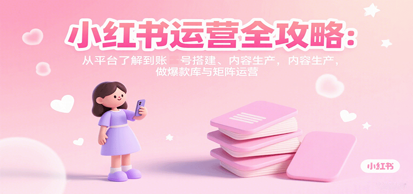 小红书运营全攻略：从平台了解到账号搭建、内容生产，做爆款库与矩阵运营-大可网创