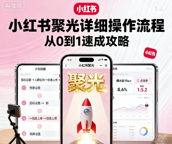 小红书聚光详细操作流程，小红书聚光从0到1速成攻略-大可网创