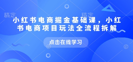 小红书电商掘金课，小红书电商项目玩法全流程拆解（更新9月）-大可网创