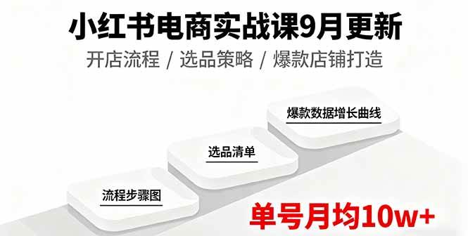 （16120期）小红书电商实战课9月更新，开店流程/选品策略/爆款店铺打造，单号月均10w+-大可网创
