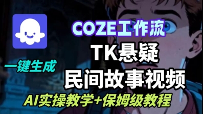 Coze扣子工作流一键生成TK悬疑民间故事视频，AI实操教学+保姆级教程-大可网创