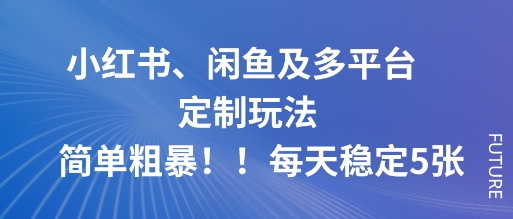 小红书、闲鱼及多平台定制玩法简单粗暴！每天稳定5张-大可网创